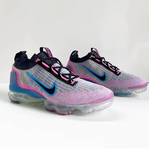 NIKE AIR | Sz 12 VaporMax 2021 Flyknit DX3369-600 Pink Blast Photo Blue Volt - Picture 4 of 4